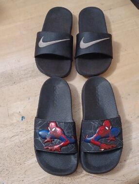 Bundle Of Adidas And Nike Kids Sandals Slides Size 1